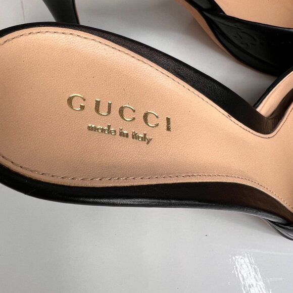 Gucci Sandal Women 36.5 Horsebit Emboss Leather Work Party Resort Italy Core Go - Picture 9 of 16